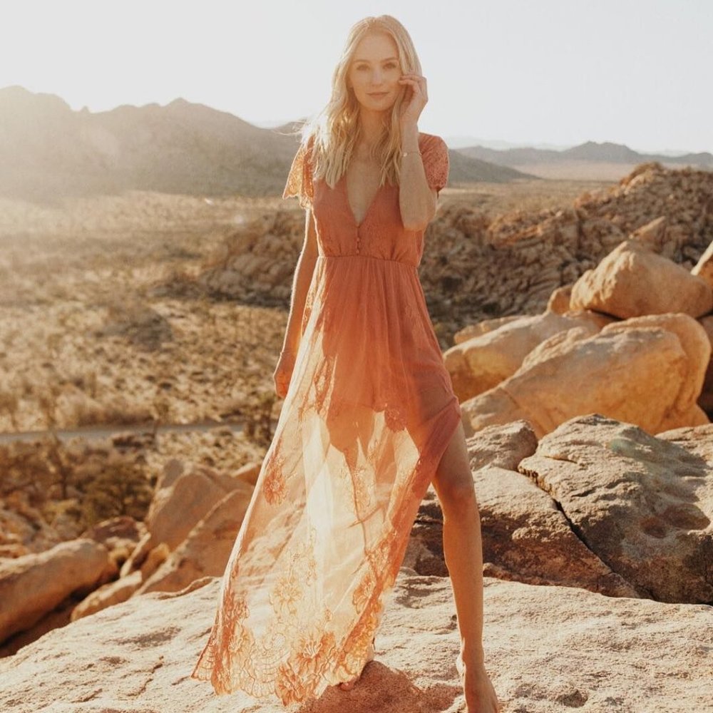 Show Me Your MuMu Alina Lace Maxi Romper XS